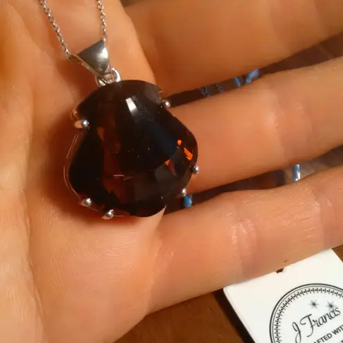 Swarovski Smoked Topaz Crystal Shield Sterling Silver Pendant Necklace