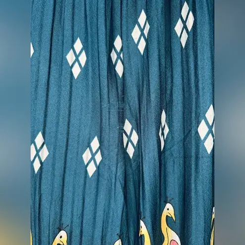 Women's Pleated Wide Leg Peacock Elastic High Waist Casual Lounge Pants XS/S Blue