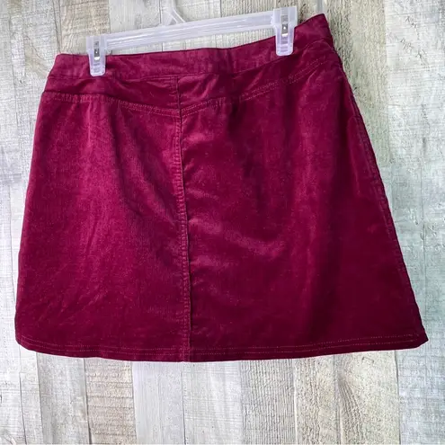 Maison Jules Size 10 Ruby Wine Corduroy Button Front Skirt