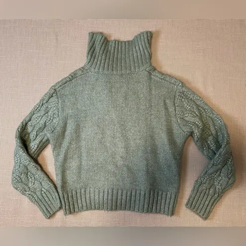 Sincerely Jules SMALL Mint Green Knit Three Quarter Zip Womens Pullover Sweater