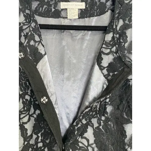 Newport News Black Lace Formal Jacket Coat Size 16 Plus Size Lined Evening Glam Duster