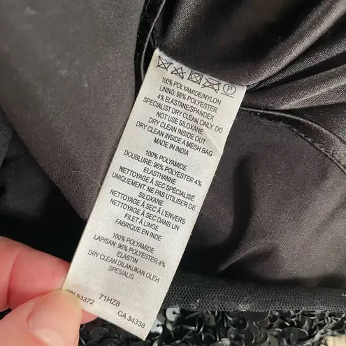 French Connection  Sequin Cocktail Dress Metallic Colorblock Stripe Gold Silver 4