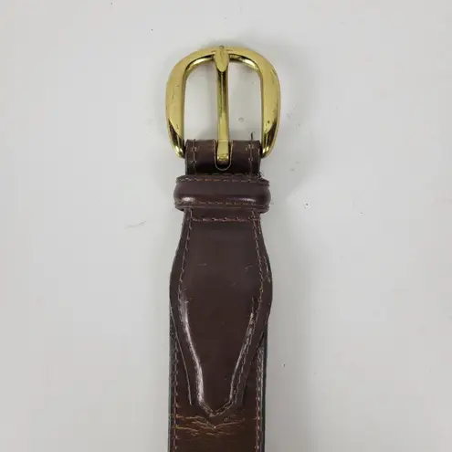 Mens Genuine Leather Belt 34 Brown Basket Weave Braided Solid Brass Buckle