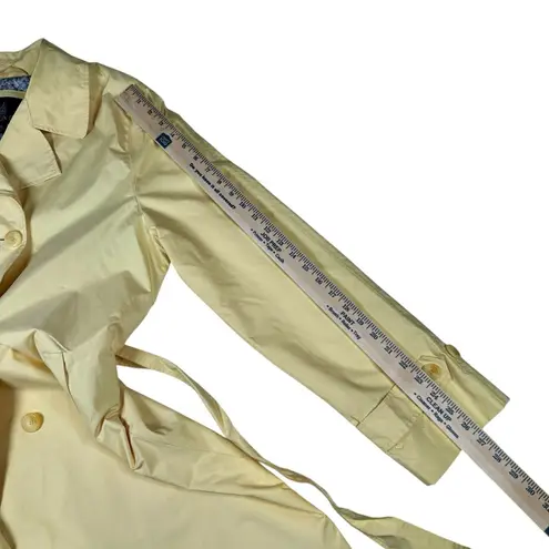 London Fog Trench Coat Butter Yellow Belted Pockets Lined