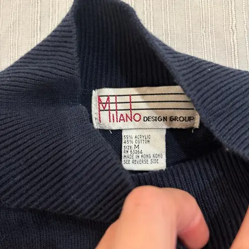 Vintage Navy Short Sleeved Turtleneck Blue Size M