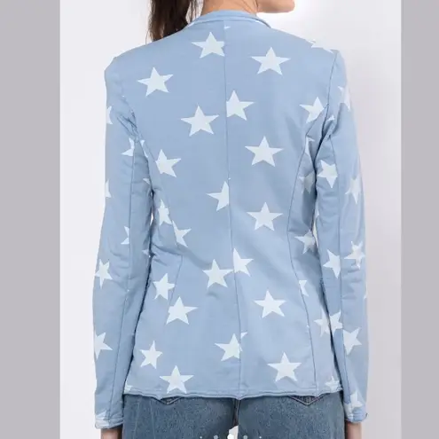 NWT blue and white Star pattern print women’s cotton blazer size L Size L