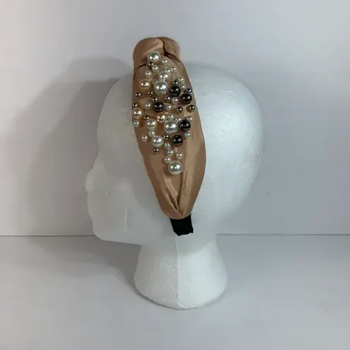 Knotted Headband Pearl Hairbands for Women black/tan Black