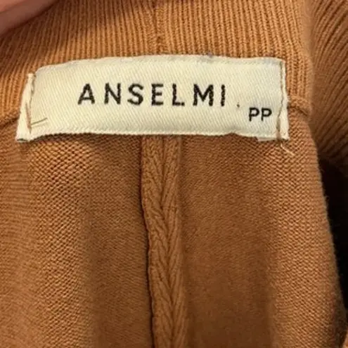 Anselmi Knit Trousers with Italian Hem Camel Size PP XXS Stretchy Comfy Lounge Brown