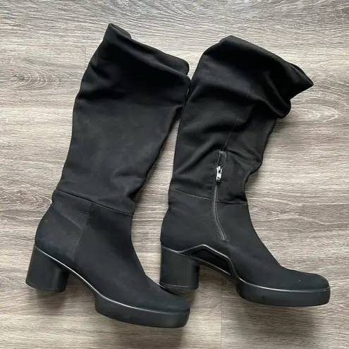 Ecco Shape Sculpted Motion 35 Slouch Knee High Boots in Black Nubuck