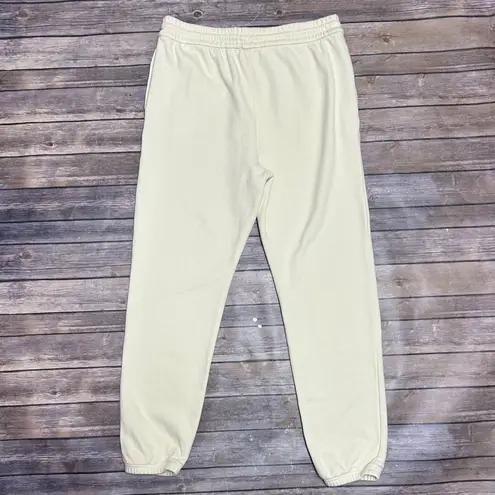 Peloton Cream Drawstring Waistband Elastic Leg Cuffs Cotton Sweatpants Large