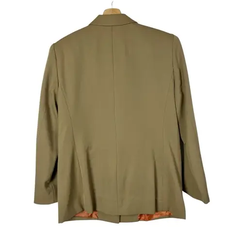 Vintage Donna Toran Khaki Beige Gold Button Skirt Suit Blazer Jacket 10 Tan