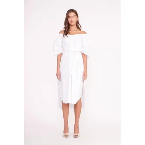 STAUD Reese Dress in White Size XS Belted Summer Cotton
