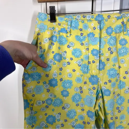 Lilly Pulitzer Vintage  Ankle Length Yellow Blue‎ Floral Print Cuba Libre Size 4