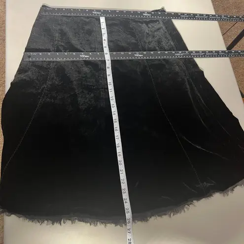 Elie Tahari Skirt Womens 14 Black Velvet Over Knee Midi A-Line Edgy Sheer Trim