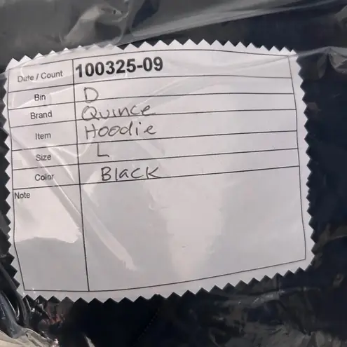 Quince Zip Up Hoodie Black Large