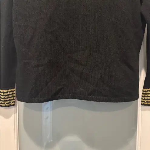 SAN REMO by Laura Knits Vintage 80’s Black & Gold Sweater Cardigan Size S Retro