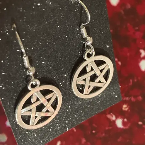 Boutique NEW Pentacle Pentagram Star Sterling Silver 925 Earrings Witchy Vibes Goth Emo Egirl