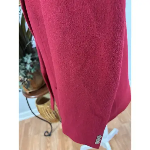 PBM Womens 12 Red Lined Double Breasted Button Collared Long Sleeve 100% Camel