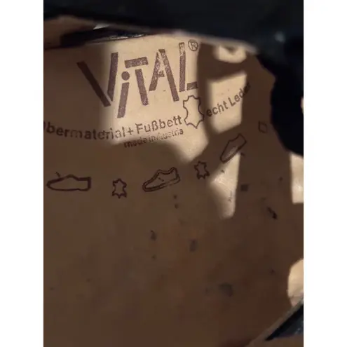 VITAL Black Suede Lace Up Wedge Sandals Women's Size 38 US 7.5 Made in Austria