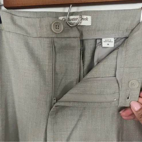 Coldwater Creek Natural Fit Pants Size 14 – Stretch Flannel Bootcut Trousers,Tan