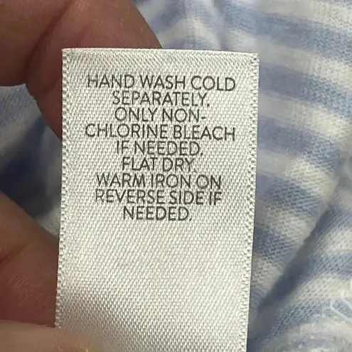 J.Jill  Top Shirt Womens Size Large Blue Linen Blend Striped Beachy Nautical