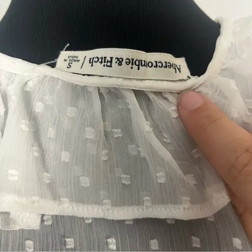 Abercrombie & Fitch New  while polka dot tie-front ruffle mesh long sleeve small - Image 8