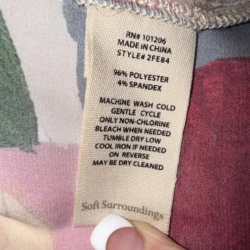 Soft Surroundings Margot Open Front Cardigan Kimono Geo Satin Art to Wear S/M