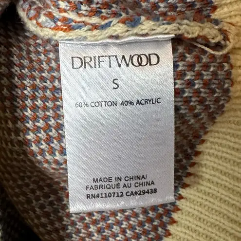 Driftwood Felicia Pullover Sweater Blue Floral Jacquard Knit Size Small