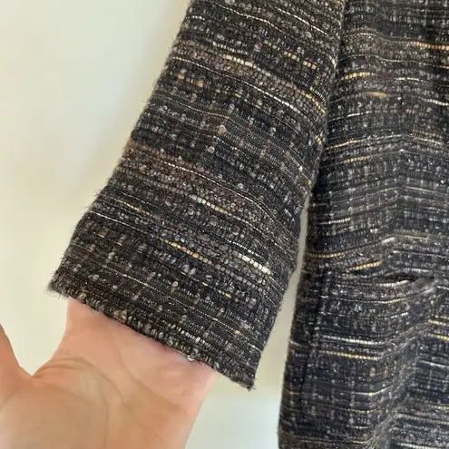 Lafayette 148 New York Tweed Boucle Blazer Skirt Jacket Size 6 Brown Work wear