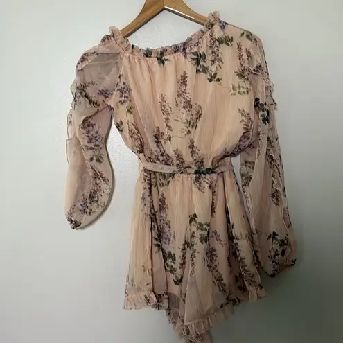 Allison New York One Shoulder Floral Romper ruffle one