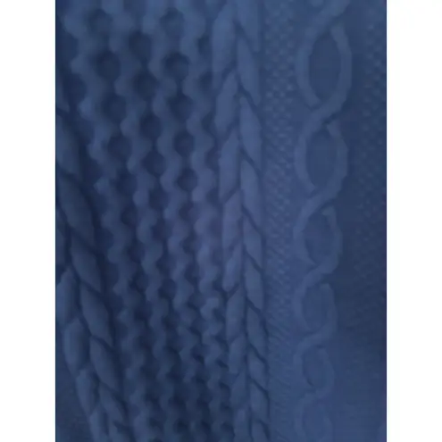 Royal Blue Textured Cable Knit Full Zip Hoodie Jacket Women's Size L Cozy Size L