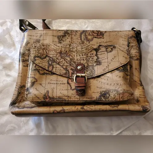 Patricia Nash European Map Print Kirby Crossbody Bag NWT