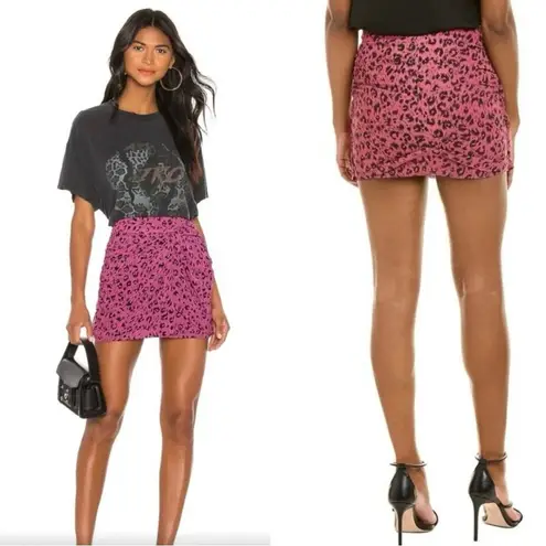 ALLSAINTS Rylie Roar Cheetah Print Gathered Front Mini Skirt 80’s Style Sz. 6