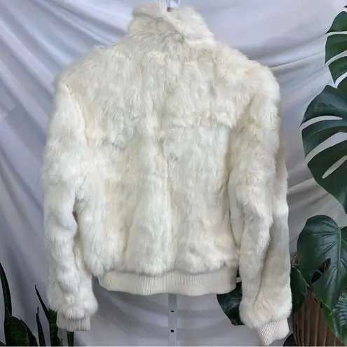 wilson's leather VINTAGE Wilson’s Leather Maxima Pure Rabbit Fur Bomber Jacket, white