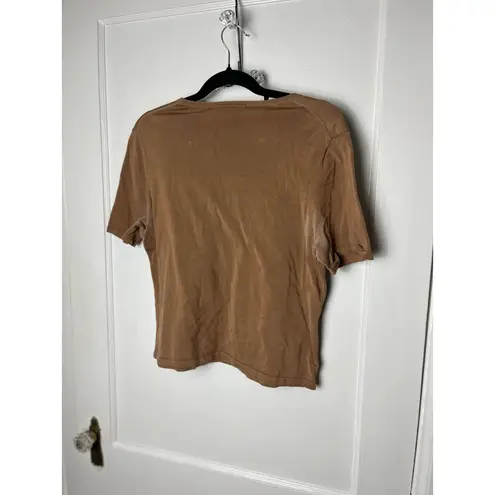 Pendleton Vintage Women's Brown Silk Blend Boxy Short Sleeve Top Size Large