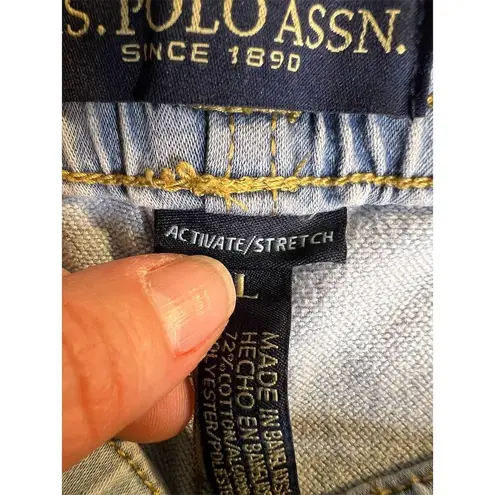 US Polo Assn. Women's Blue Chambray Elastic Waist Shorts Size L Standard Size L