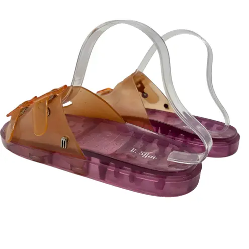 Melissa Wide Slide Sandals Buckle Flat Jelly Rubber Pink Orange Size US 8