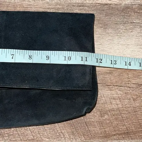 Leith  Womens Suede Leather Tassel Detail Zip‎ Top Foldover Flap Clutch Black OS thumbnail 5