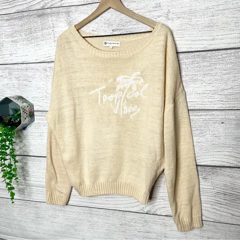 Beachly X Goldfish Kiss " Tropical Vibes " Knit Beach Sweater Top Size Large