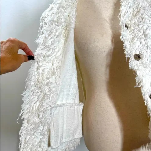 White Shaggy Faux Fur Textured Jacket