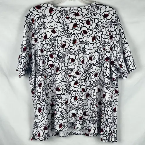 kim rogers Curvy Floral V-neck Short Sleeve Blouse 2X