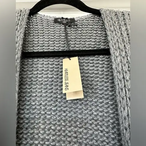 Heartless Jeans chunky knit open front bell sleeveed dark gray cardigan size Sm