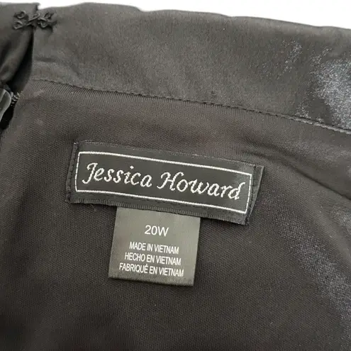 Jessica Howard Plus Size Women 20W Black Velvet Dress Party Formal Satin Ruched