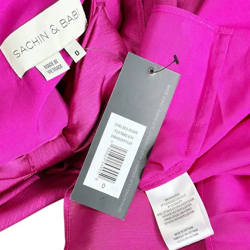 Sachin + Babi Chelsea One Shoulder Bow Gown, Dragonfruit, 0 (US)