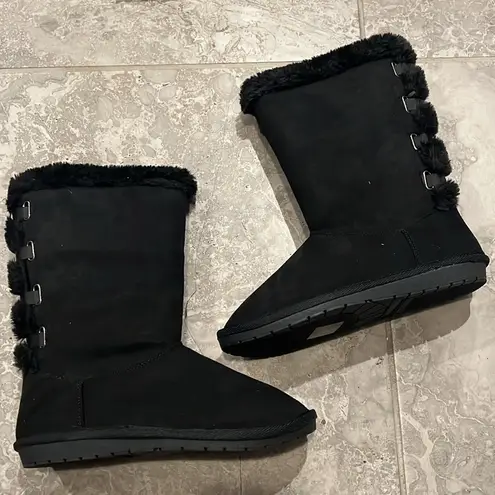 Sugar Panthea Microsuede Faux Fur Shearling Boots in Black Size 6 New in Box