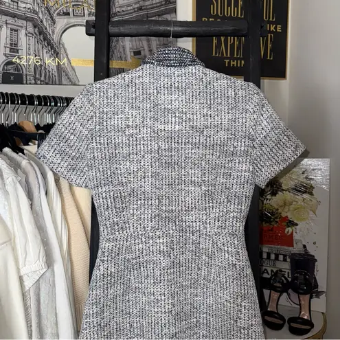 Claudie Pierlot Navy Tweed Short Sleeve Button Front Mini Dress 4 Preppy Blue