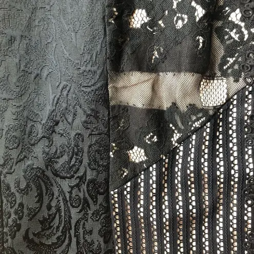 Moulinette Soeurs Anthropologie Sheath Dress 16 Black Floral Crochet Jacquard