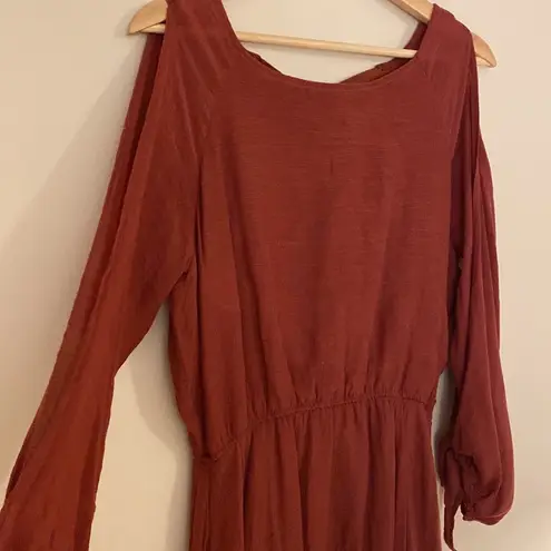 Joyfolie Dress Mauve Pink High Low Long Sleeve Ruffle Cut Out Maxi Size Medium