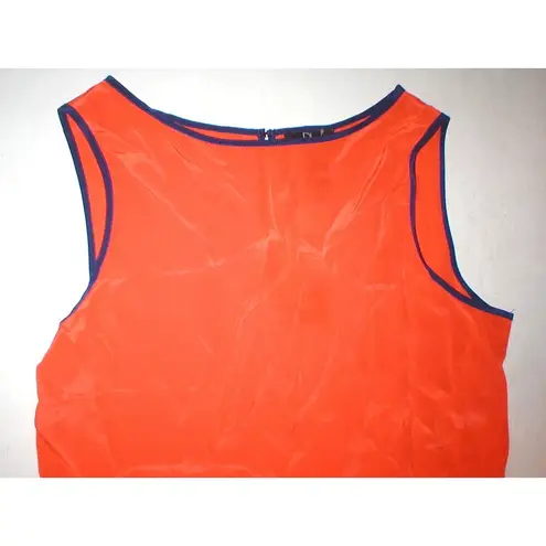 David Lerner New Womens NWT $200 Collection Silk Top Blouse Orange Blue XS USA