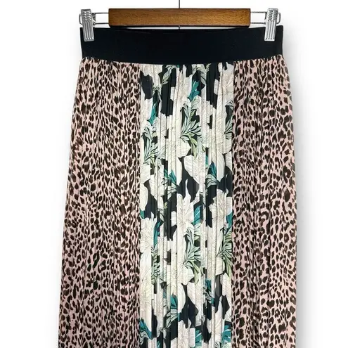 Anthropologie Skirt Small SEN Pleated Animal Print Floral Asymmetrical Pull On